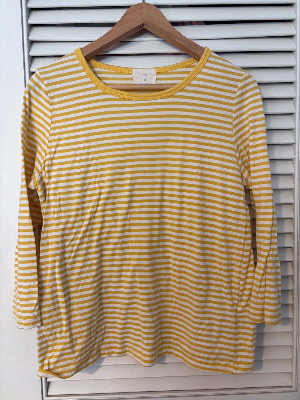 T.La Yellow & White Striped Long Sleeve Tee